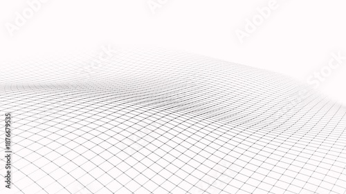 Abstract perspective background. 3D wireframe mesh on white background.