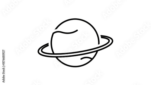 Saturn planet icon black line art illustration