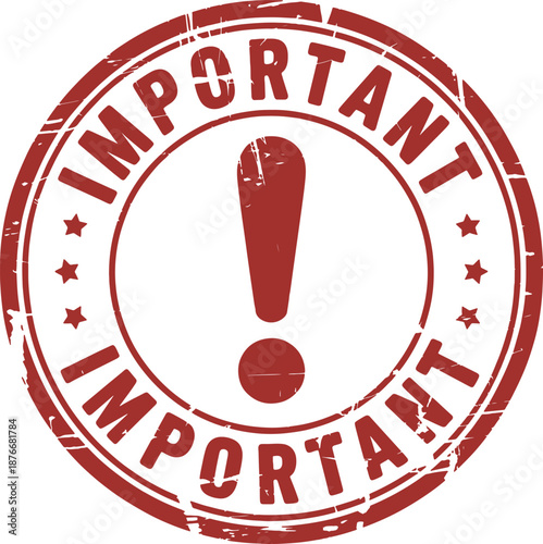 Vintage important rubber stamp with exclamation mark design