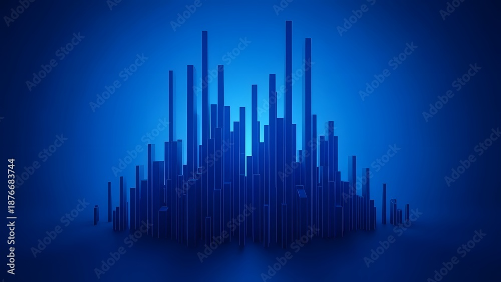 Fototapeta premium A futuristic cityscape with blue bars and gradient background