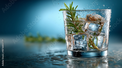 Clear Glass of Water with G...