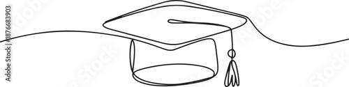 Graduation cap. Single continuous line university graduation hat graphic icon. Simple one line doodle for education concept. one line Icon drawing