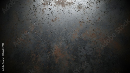 Grungy metal surface with rust textures creating a dark and industrial aesthetic