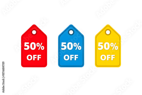 50% off set of colorful sale tags