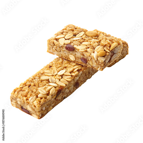 Granola oat cereal  bar for healthy  breakfast  isolated on a transparent background
