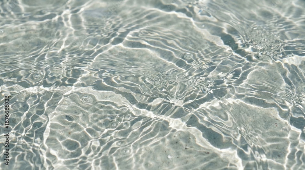 Obraz premium Transparent clean shallow water surface with light reflections,natural abstract background with ripples and clarity