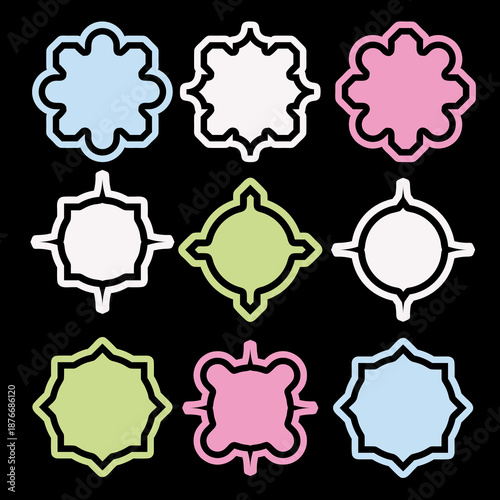 Set of Stylized Geometric Shaped Labels Decorative Glow in The Dark Collection 