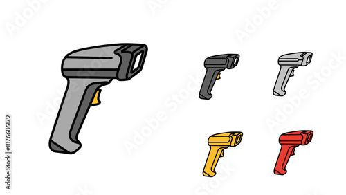 Set of colored infrared thermometers in simple style