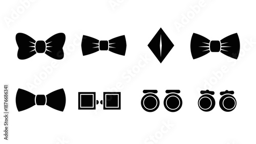 Stylish black bow tie icons collection for fashion and design projects