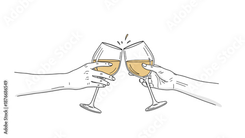 Celebration toast with wine glasses in minimalist style