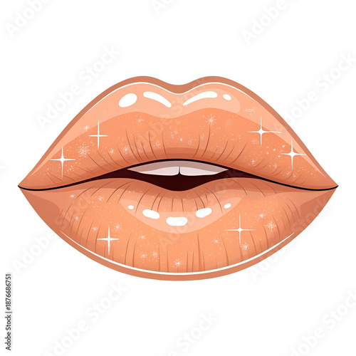Modern vector lips icon with high shine effect, glossy finish, smooth curves.
