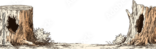 Frame design with 2 old trees with clipping path