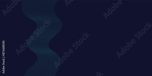 Dark blue, Green abstract banner background with glowing geometric lines. Navy blue gradient shiny lines pattern Futuristic technology web background for Science, cover, website, header, brochure