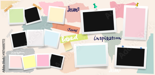 Conceptual pastel mood board image. Creative collage background with vibrant colors and abstract elements. Inspiration, idea concept for design, branding, lifestyle, art direction, visual planning.