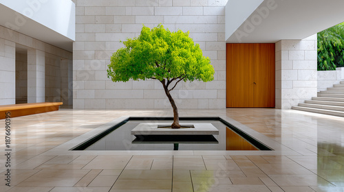Serene Minimalist Courtyard...
