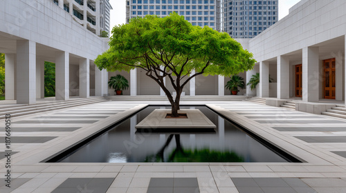 Serene Minimalist Courtyard...
