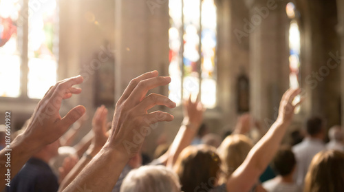 Christian Worship Service with Raised Hands – Praise and Devotion