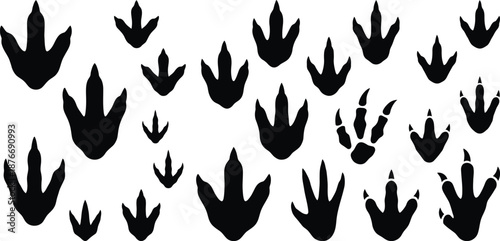 Dinosaur Foot Silhouette Vector Set