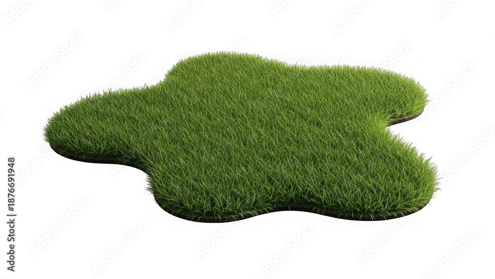 Fototapeta premium Green grass patch isolated on transparent background