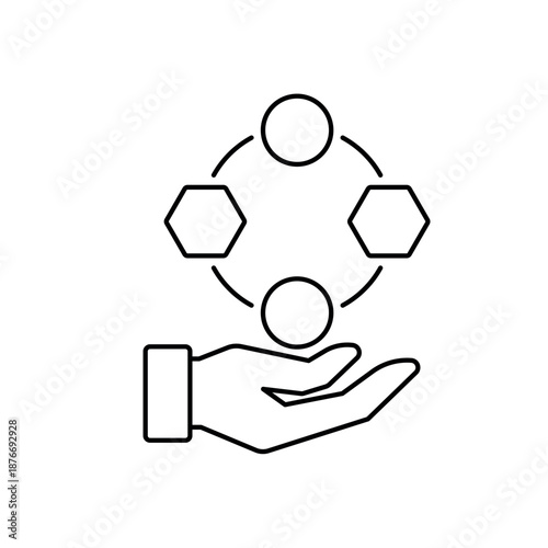 Association network and molecules hand outline editable stroke line drawing eps.