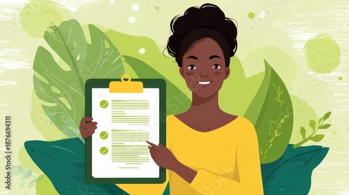 Vector illustration of a young businessman and student carrying a green box and bag of food for office work