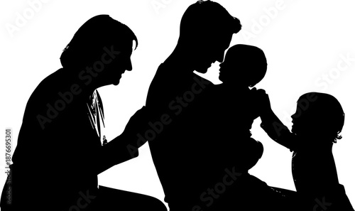 Modern AI and human collaboration silhouette. Professional working on laptop with artificial intelligence network and technology innovation concept vector.