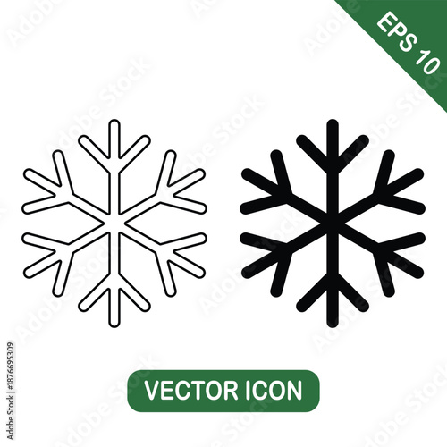 Simple Snowflake Icons for Winter and Cold Weather