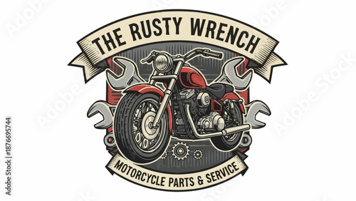 Vintage Motorcycle Parts and Service Emblem.
