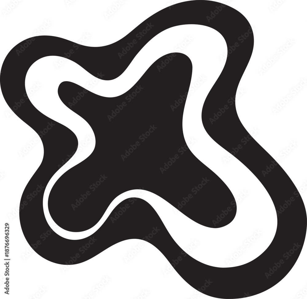 Fototapeta premium Abstract black and white shape isolated on white background