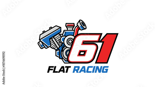 Flat Racing Engine Logo 61 - Automotive Motorsport Speed Emblem.