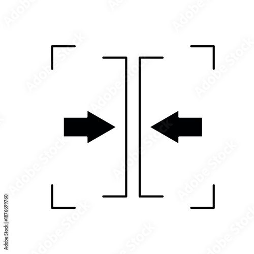 Icon a Frame boundary and inward arrows, outline editable stroke line drawing eps.