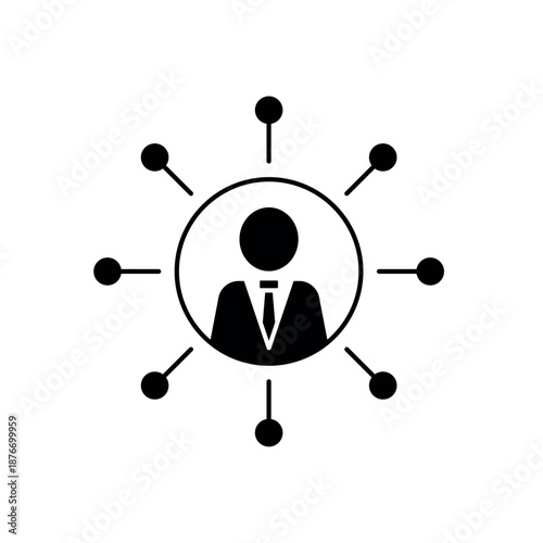 Influence central leader and spreading network outline editable stroke line drawing eps.