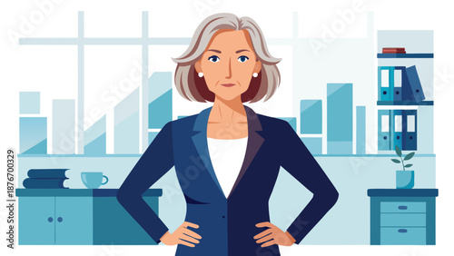 Confident businesswoman in office Vector