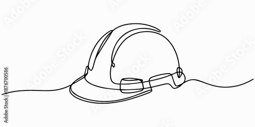 Safety helmet, Continuous one line drawing of isolated hard hat. Hard helmet Editable stroke, Continuous one line drawing of isolated hard hat. Hard helmet Editable stroke on transparent background
