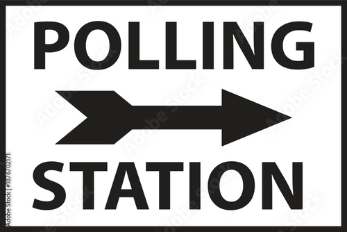 Polling station sign with direction on wall close up Victor Design