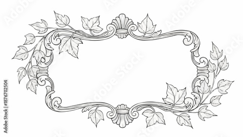 Ornate Vintage Floral Frame Design Element.