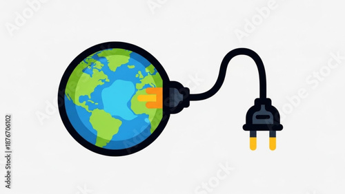 Earth globe with electrical plug and warming climate concept
