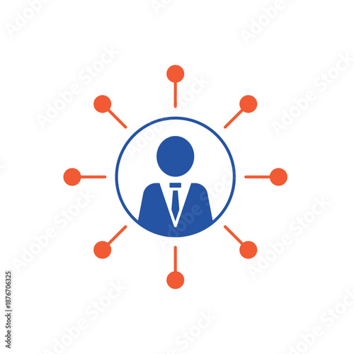 Influence central leader and spreading network outline editable stroke line drawing eps.