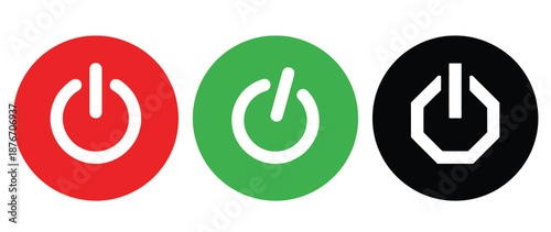 Power on off button icon set, a detailed icon series including power on and off symbols, interface toggle buttons, and flat or outline designs, perfect for UI, apps, dashboards, and modern vector 