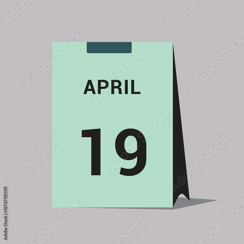 19 april calendar date icon minimal desk calendar vector illustration