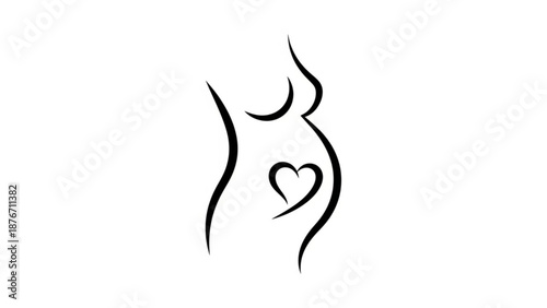 Pregnant belly with heart symbol maternity and love concept