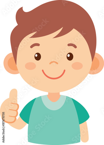 Child Smiling and Giving a Thumbs Up Flat Vector Silhouette