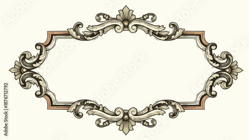 Ornate Vintage Oval Frame Decorative Element.
