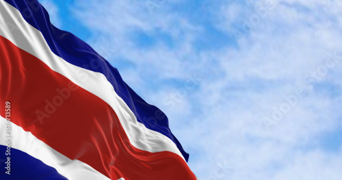 Tableau sur toile Costa Rica national civil flag waving in the wind on a clear day
