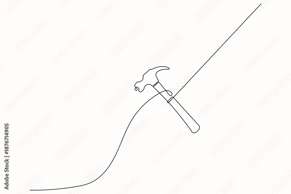 Obraz premium Wrench and screwdriver continuous outline drawing clean design