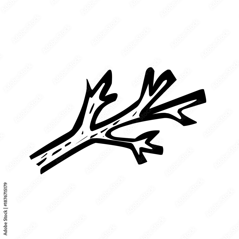 Obraz premium Tree Branch in Hand Drawn Outline Style for Nature Design