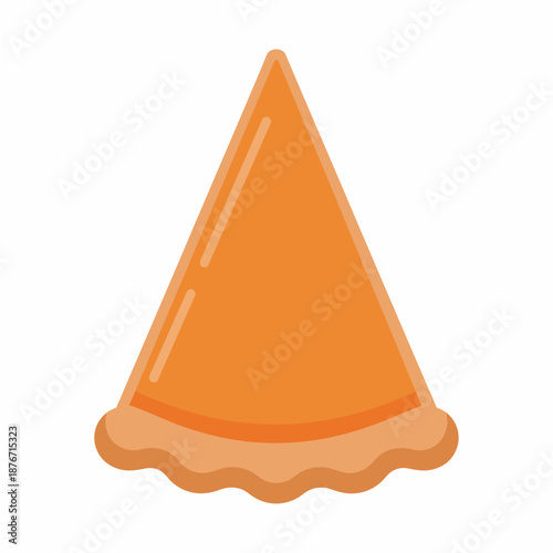A simple flat illustration of a single slice of orange pie with a wavy crust, isolated on a white background.