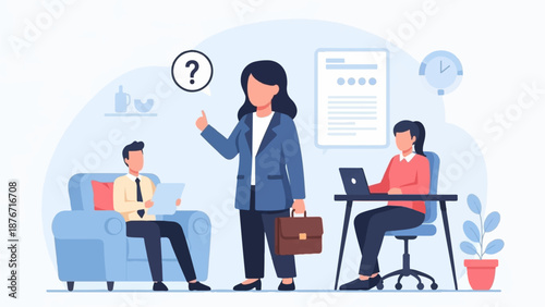 Teamwork in an office setting with a supervisor guiding employees