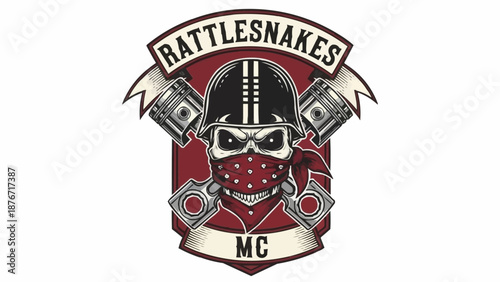 Rattlesnakes MC Skull Emblem with Pistons.