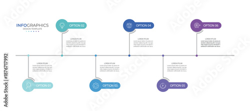 Vector Infographic label design template with icons and 6 options or steps. for your business data. Vector Illustration.